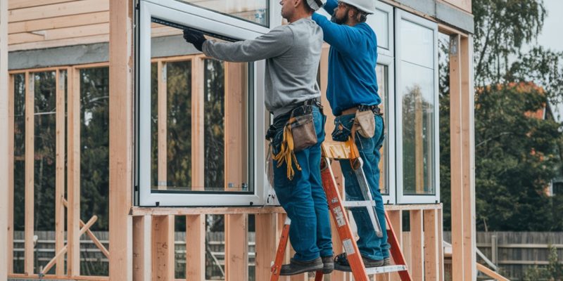 two-men-are-standing-ladder-ladder-that-is-being-built Large